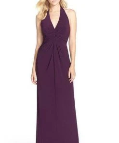 Adrianna Papell - Ruched Jersey Halter Dress 191915320 - 1 Pc Black In Size 4 Available Formal Gowns