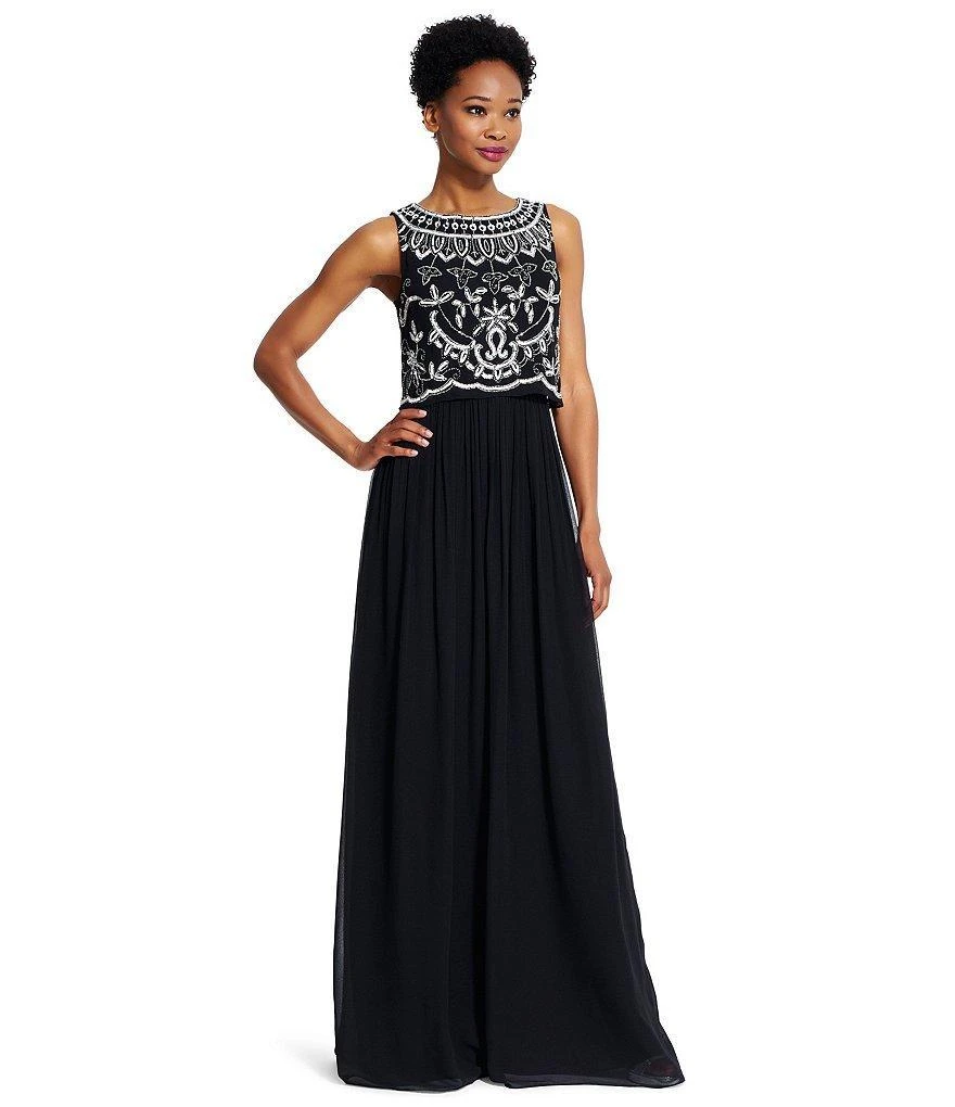 Adrianna Papell - Sequined Bateau Neck Dress 91928840 3 Adrianna Papell - Sequined Bateau Neck Dress 91928840