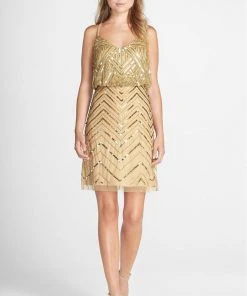 Adrianna Papell - Sequined Chevron Dress 41913670