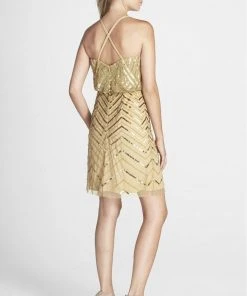 Adrianna Papell - Sequined Chevron Dress 41913670