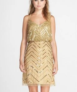 Adrianna Papell - Sequined Chevron Dress 41913670