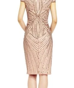 Cocktail Dresses Adrianna Papell - Sequined Off-Shoulder Sheath Dress AP1E201100 - 1 Pc Lead In Size 12 Available