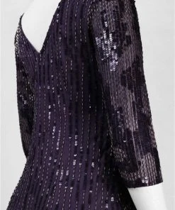Adrianna Papell - Sequined Quarter Sleeve Dress 41901082