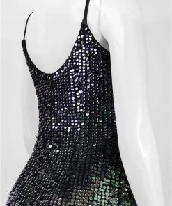 Adrianna Papell - Sequined Scoop Neck Dress 41917150