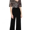 Formal Gowns Adrianna Papell - Sequined V Neck Jumpsuit AP1E206295 - 1 Pc Black Rosegold In Size 2 Available