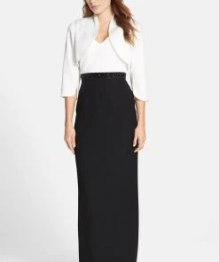 Formal Gowns Adrianna Papell - Sheath Crepe Dress With Bolero 81907700