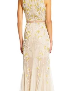Formal Gowns Adrianna Papell - Sheer Floral Beaded Dress AP1E200993