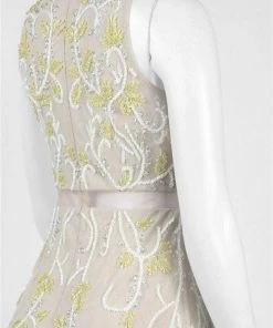 Formal Gowns Adrianna Papell - Sheer Floral Beaded Dress AP1E200993
