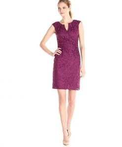 Adrianna Papell - Split V-Neck Lace Dress 15252690 11 Adrianna Papell - Split V-Neck Lace Dress 15252690