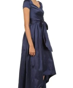 Adrianna Papell V-Neck Ruched Taffeta High-Low Dress 81917430 - 1 Pc Navy In Size 8 Available Formal Gowns 9 Adrianna Papell V-Neck Ruched Taffeta High-Low Dress 81917430 - 1 Pc Navy In Size 8 Available Formal Gowns
