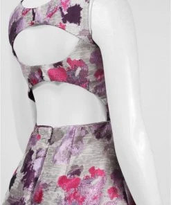 Cocktail Dresses Adrianna Papell - V Neck Sleeveless Floral Cocktail Dress 41929400