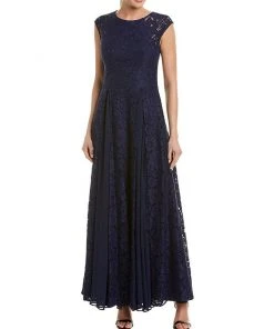 Aidan Mattox - 151A12840 Sheer Cap Sleeve Lace Godet A-Line Dress Formal Gowns