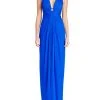 Aidan Mattox - 54469500 Plunging Halter Silk Draping Sheath Gown Formal Gowns