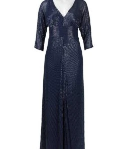 Aidan Mattox 54473360 V-Neckline Beaded Chiffon Evening Dress - 1 Pc Twilight In Size 6 Available