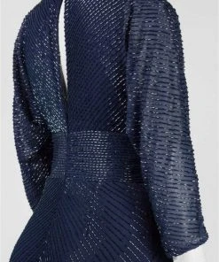 Aidan Mattox 54473360 V-Neckline Beaded Chiffon Evening Dress - 1 Pc Twilight In Size 6 Available