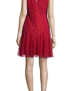 Cocktail Dresses Aidan Mattox - 54473380 Embroidered Mesh Sleeveless Drop Waist Short Dress - 1 Pc Garnet In Sizes 8 Available 7 Cocktail Dresses Aidan Mattox - 54473380 Embroidered Mesh Sleeveless Drop Waist Short Dress - 1 Pc Garnet In Sizes 8 Available