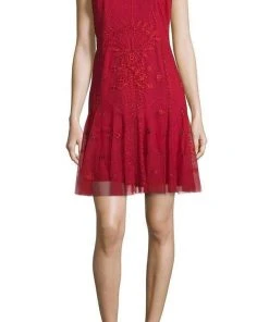 Cocktail Dresses Aidan Mattox - 54473380 Embroidered Mesh Sleeveless Drop Waist Short Dress - 1 Pc Garnet In Sizes 8 Available 6 Cocktail Dresses Aidan Mattox - 54473380 Embroidered Mesh Sleeveless Drop Waist Short Dress - 1 Pc Garnet In Sizes 8 Available