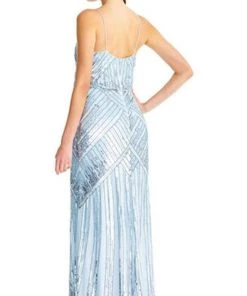 Aidan Mattox - Blouson V Neck Sheath Dress MD1E203800 - 1 Pc Cloud Blue In Size 12 Available Formal Gowns