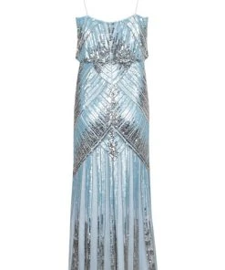 Aidan Mattox - Blouson V Neck Sheath Dress MD1E203800 - 1 Pc Cloud Blue In Size 12 Available Formal Gowns