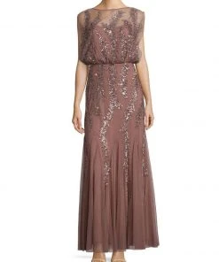 Aidan Mattox - Cape Sleeve Embellished Mesh Long Dress 54468390