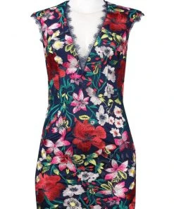 Aidan Mattox - Floral Embroidered Illusion Cocktail Dress MN1E201728 - 1 Pc Pink Multi In Sizes 4 Available Cocktail Dresses