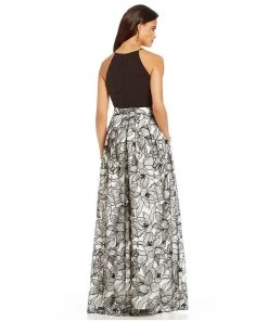 Aidan Mattox - Halter Neckline Embroidered Long Dress MN1E200582 Formal Gowns