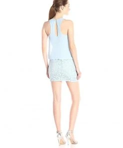 Aidan Mattox - Lace Halter Neck Blouson Dress 151A12820 Cocktail Dresses 6 Aidan Mattox - Lace Halter Neck Blouson Dress 151A12820 Cocktail Dresses