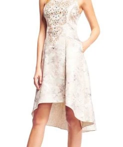 Cocktail Dresses Aidan Mattox - MD1E200972 Halter Neck Embellished High Low Dress