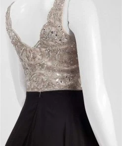 Aidan Mattox - MD1E200982 Beaded V-neck Chiffon A-line Dress