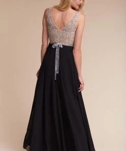 Aidan Mattox - MD1E200982 Beaded V-neck Chiffon A-line Dress