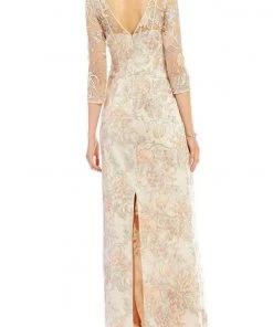 Aidan Mattox - MD1E201009 Sheer Embroidered Lace Gown