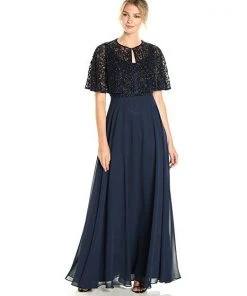 Aidan Mattox - MD1E201185 Embellished Caped Scoop Neck A-Line Gown 13 Aidan Mattox - MD1E201185 Embellished Caped Scoop Neck A-Line Gown