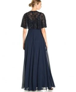 Aidan Mattox - MD1E201185 Embellished Caped Scoop Neck A-Line Gown 14 Aidan Mattox - MD1E201185 Embellished Caped Scoop Neck A-Line Gown