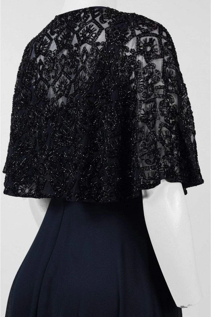 Aidan Mattox - MD1E201185 Embellished Caped Scoop Neck A-Line Gown 8 Aidan Mattox - MD1E201185 Embellished Caped Scoop Neck A-Line Gown