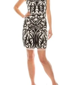 Aidan Mattox - MD1E201193 Fitted Bateau Sheath Dress