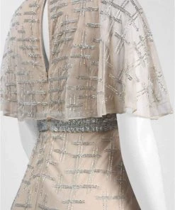 Aidan Mattox - MD1E201195 Short Flutter Sleeve Adorned Capelet Gown Formal Gowns 8 Aidan Mattox - MD1E201195 Short Flutter Sleeve Adorned Capelet Gown Formal Gowns