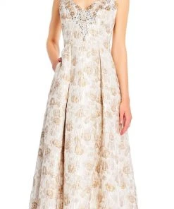 Aidan Mattox - MD1E201398 Embellished Sweetheart Jacquard A-line Dress