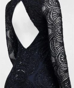 Formal Gowns Aidan Mattox - MD1E201413 Long Sleeve Illusion Plunge Cutout Gown 8 Formal Gowns Aidan Mattox - MD1E201413 Long Sleeve Illusion Plunge Cutout Gown