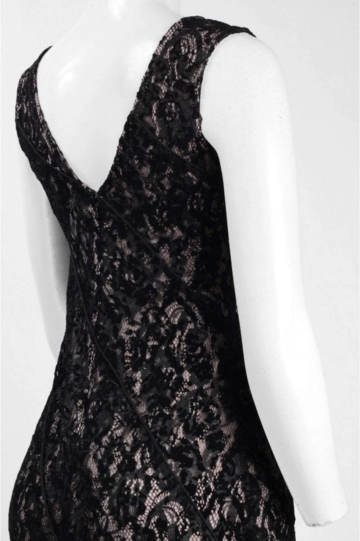 Aidan Mattox - MD1E201455 Illusion V-Neck Floral Lace Evening Gown 5 Aidan Mattox - MD1E201455 Illusion V-Neck Floral Lace Evening Gown