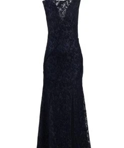 Aidan Mattox - MD1E201455 Illusion V-Neck Floral Lace Evening Gown 10 Aidan Mattox - MD1E201455 Illusion V-Neck Floral Lace Evening Gown