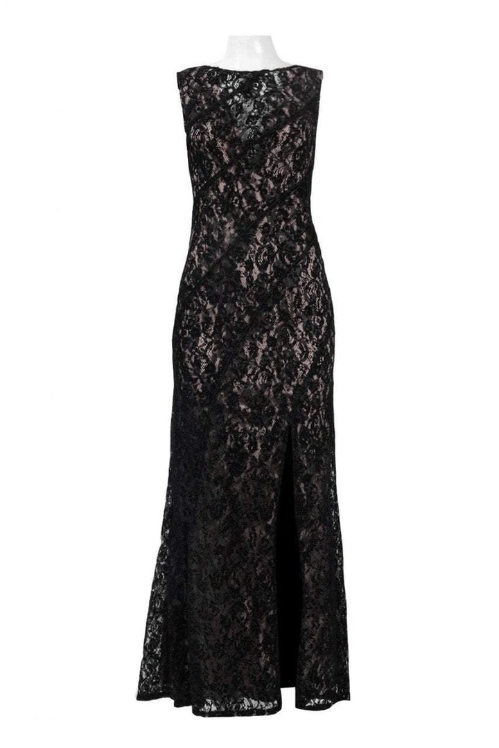 Aidan Mattox - MD1E201455 Illusion V-Neck Floral Lace Evening Gown 4 Aidan Mattox - MD1E201455 Illusion V-Neck Floral Lace Evening Gown