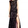 Aidan Mattox - MD1E201455 Illusion V-Neck Floral Lace Evening Gown 1 Aidan Mattox - MD1E201455 Illusion V-Neck Floral Lace Evening Gown