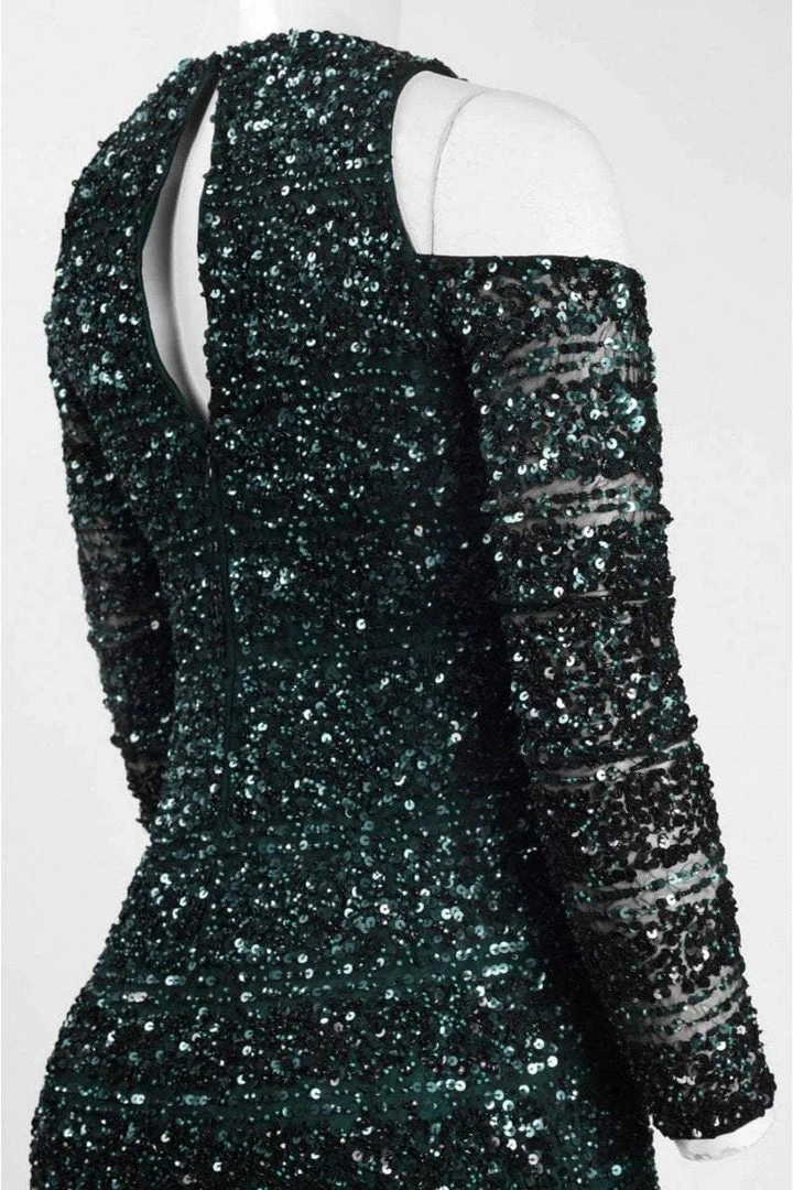 Aidan Mattox - MD1E201685 Cold Shoulder Sleeves Sequined Gown 4 Aidan Mattox - MD1E201685 Cold Shoulder Sleeves Sequined Gown