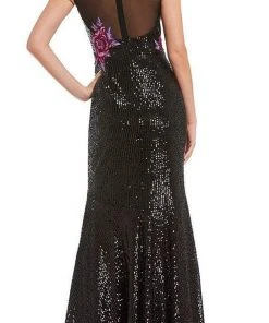 Aidan Mattox - MD1E201740 Floral Embellished V-Neck Sheath Gown 6 Aidan Mattox - MD1E201740 Floral Embellished V-Neck Sheath Gown