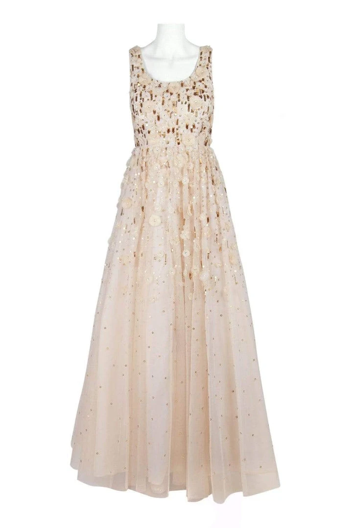 Aidan Mattox - MD1E201850 Floral Applique Scoop A-line Gown Formal Gowns 4 Aidan Mattox - MD1E201850 Floral Applique Scoop A-line Gown Formal Gowns