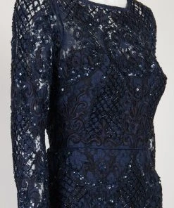 Formal Gowns Aidan Mattox - MD1E201905 Lace Embroidered Bateau Column Dress 6 Formal Gowns Aidan Mattox - MD1E201905 Lace Embroidered Bateau Column Dress