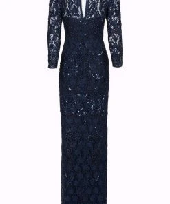 Formal Gowns Aidan Mattox - MD1E201905 Lace Embroidered Bateau Column Dress 7 Formal Gowns Aidan Mattox - MD1E201905 Lace Embroidered Bateau Column Dress