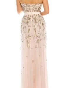 Aidan Mattox - MD1E202303 Sweetheart Thin Strapped Beaded Dress