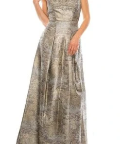 Aidan Mattox - MD1E202411 Queen Anne Metallic Brocade Dress Formal Gowns