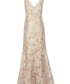 Aidan Mattox - MD1E202493 Floral Metallic Jacquard Deep V-neck Dress Formal Gowns 16 Aidan Mattox - MD1E202493 Floral Metallic Jacquard Deep V-neck Dress Formal Gowns